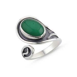 OLIVIE Stříbrný prsten zelený ACHÁT 4282 Ag 925; ≤7,4 g
