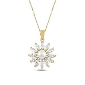 OLIVIE Stříbrný perlový náhrdelník GOLD & CZ 4786 Ag 925; ≤4 g.
