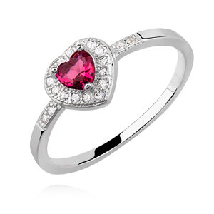 OLIVIE Stříbrný prsten ČERVENÉ SRDCE 4975 Velikost prstenů: 7 (EU: 54-56) Ag 925; ≤1,5 g.