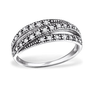 OLIVIE Stříbrný prsten tři linie se zirkony 0688 Velikost prstenů: 8 (EU: 57-58) Ag 925; ≤1,9 g.