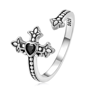 OLIVIE Stříbrný prsten KŘÍŽEK 7209 Ag 925; ≤1,6 g.