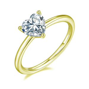 OLIVIE Stříbrný prsten SRDÍČKO GOLD 7403 Velikost prstenů: 9 (EU: 59-61) Ag 925; ≤0,8 g.