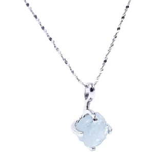 OLIVIE Stříbrný náhrdelník SUROVÝ AKVAMARÍN 7760 Ag 925; ≤3,4 g.