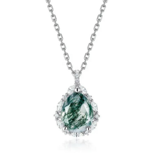 OLIVIE Stříbrný náhrdelník MECHOVÝ ACHÁT 7763 Ag 925; ≤3 g.