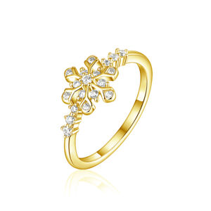 OLIVIE Stříbrný prsten SNĚHOVÁ VLOČKA GOLD 8053 Velikost prstenů: 10 (EU: 62-64) Ag 925; ≤1,8 g.