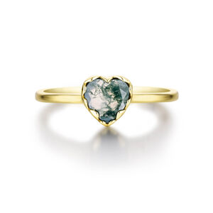 OLIVIE Stříbrný prsten MECHOVÝ ACHÁT GOLD 8514 Velikost prstenů: 9 (EU: 59-61) Ag 925; ≤2,2 g.