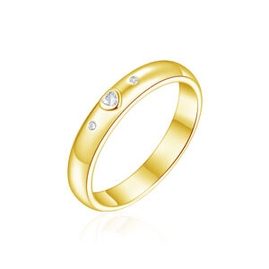 OLIVIE Snubní stříbrný prsten SRDCE GOLD 8588 Velikost prstenů: 11 (EU: 65-67), Pohlaví: Dámské Ag 925; ≤2,7 g.