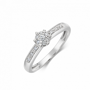SOFIA DIAMONDS zlatý zásnubní prsten s diamanty 0,154 ct a zirkónmmi AUAONB04G0P-B4