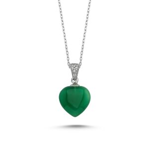 OLIVIE Stříbrný náhrdelník SRDCE GREEN 1890 Ag 925; ≤2,4 g.