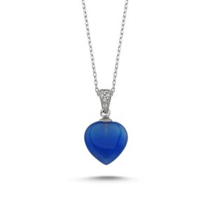 OLIVIE Stříbrný náhrdelník AGATE BLUE 1891 Ag 925; ≤2,41 g.