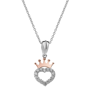 DISNEY stříbrný náhrdelník srdíčko s korunkou N902753UZWL-18