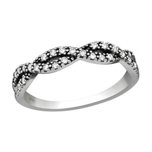 OLIVIE Stříbrný propletený prsten se zirkony 2481 Velikost prstenů: 6 (EU: 51-53) Ag 925; ≤1,5 g.