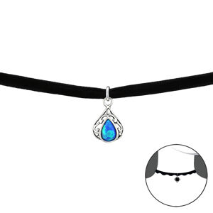 OLIVIE CHOKER náhrdelník SLZA s opálem 2491 Ag 925; ≤0,9 g.