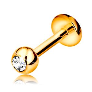 Briliantový piercing do rtu a brady, 14K zlato - kulička s diamantem, 6 mm