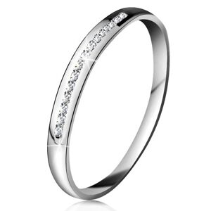 Briliantový prsten v bílém 14K zlatě - blýskavá linie drobných čirých diamantů - Velikost: 54