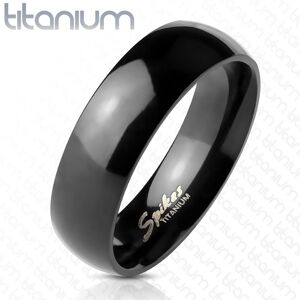 Černý prsten z titanu - hladký s vysokým leskem, 6 mm - Velikost: 57