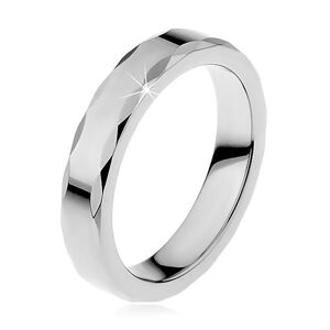 Dámský wolframový prsten se stužkovým okrajem - Velikost: 58
