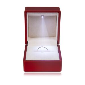 Dárková krabička LED na prsteny - matná červená, čtvercová