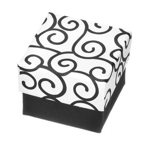 Dárková krabička na prsten - černo-bílá kostka s ornamenty
