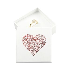 Dárková krabička na šperky - motiv srdce, bílo-červené barevné provedení
