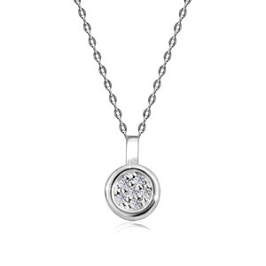 Diamantový náhrdelník v bílém zlatě 375 - lesklý kroužek zdobený brilianty