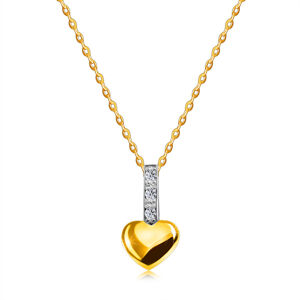 Diamantový náhrdelník v kombinovaném 14K zlatě - drobné srdíčko s linií briliantů na oblouku, tenký řetízek