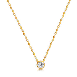 Diamantový náhrdelník ze 14K zlata - malá objímka, kulatý briliant, tenký řetízek