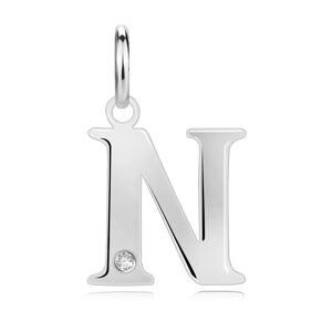 Diamantový přívěsek ze stříbra 925 - velké písmeno N, kulatý briliant