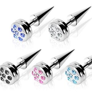 Falešný piercing s barevnými zirkony - Tloušťka piercingu: 1,2 mm, Barva zirkonu: Růžová - P