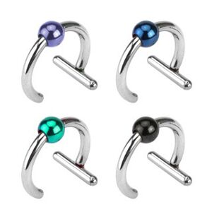 Falešný piercing z chirurgické oceli - titanová kulička - Tloušťka x průměr x velikost kuličky: 1,6 x 10 x 4 mm, Barva piercing: Zelená