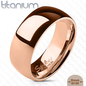 Hladká obroučka z titanu v barvě růžového zlata, lesklý povrch, 8 mm - Velikost: 65