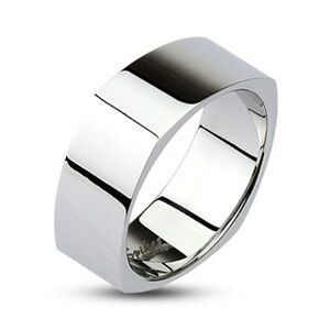 Hranatý ocelový prsten - lesklý stříbrný povrch - Velikost: 71