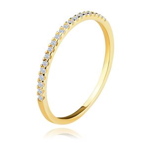 Jemný prsten ze žlutého zlata 585 - řada kulatých čirých zirkonů, 1,2 mm - Velikost: 54