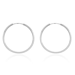 Kruhové náušnice ze stříbra 925 - úzký, hladký design, 20 mm