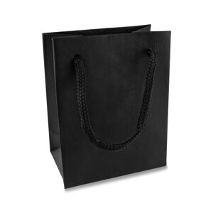 Malá papírová dárková taška - černá, mřížkový vzor, matná