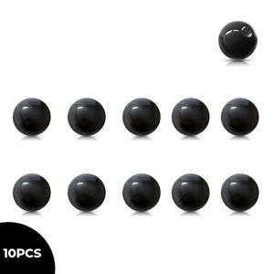 Náhradní akrylová kulička pro piercing se závitem - černá, sada 10 kusů - Průměr kuličky x průměr závitu: 3 x 1,2 mm