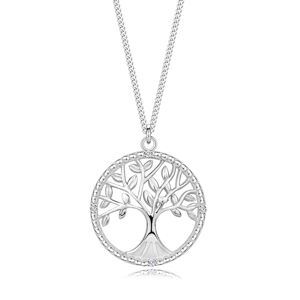 Náhrdelník ze stříbra 925, nastavitelný - diamanty, strom života v kruhu
