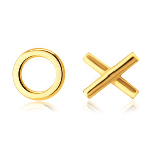 Náušnice ze 14K žlutého zlata - symbol "XO" - objetí a polibky, puzetky