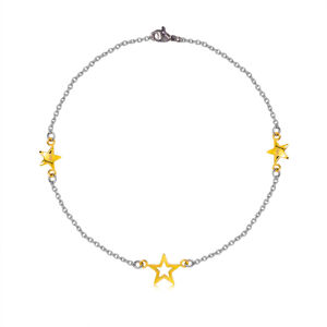 Ocelový náramek - tři hvězdy ve zlaté barvě, jemný řetízek
