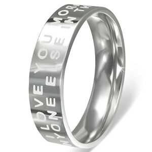 Ocelový prsten - lesklý povrch se zamilovaným nápisem - Velikost: 62
