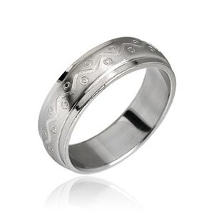 Ocelový prsten - vlnka s tečkami - Velikost: 49