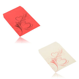 Papírová dárková obálka menšího formátu - motiv srdíčkového ornamentu - Barva: Červená
