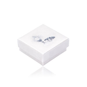 Perleťově bílá krabička na šperk - motiv 1. svatého přijímání stříbrné barvy