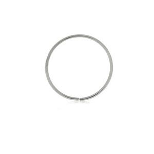 Piercing z bílého 9K zlata - lesklý tenký kroužek, hladký povrch - Tloušťka x průměr: 0,6 mm x 10 mm
