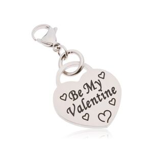 Přívěsek na klíčenku, chirurgická ocel, srdce s nápisem Be My Valentine