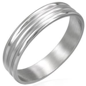 Prsten z chirurgické oceli 2 širší pásky - Velikost: 54