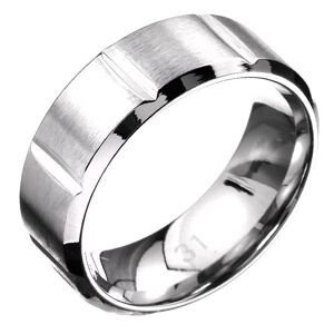 Prsten z oceli - obroučka s příčnými zářezy, matně-lesklý - Velikost: 59