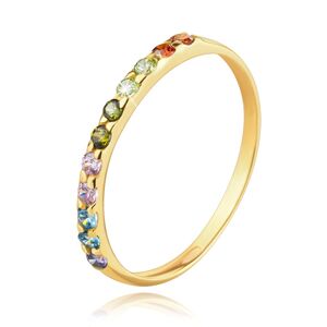 Prsten ze 14karátového žlutého zlata - řada různobarevných zirkonů - Velikost: 54