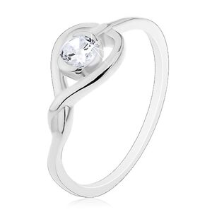 Prsten ze stříbra 925 - překřížená silueta srdce se zirkonem - Velikost: 55