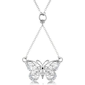 Stříbrný 925 náhrdelník, řetízek a přívěsek - vyřezávaný motýlek